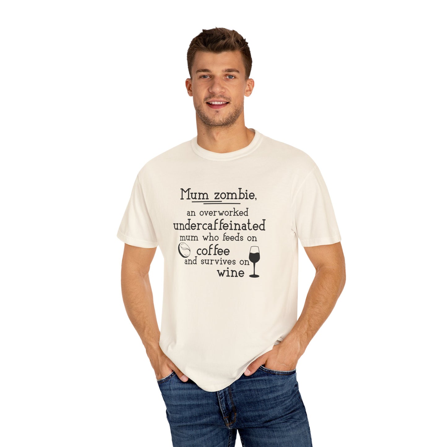 Comfort Colors® Mom Shirt Mom Zombie Shirt Wine Lover Shirt Coffee Lover Shirt Women Gift For Mother's Day Tee