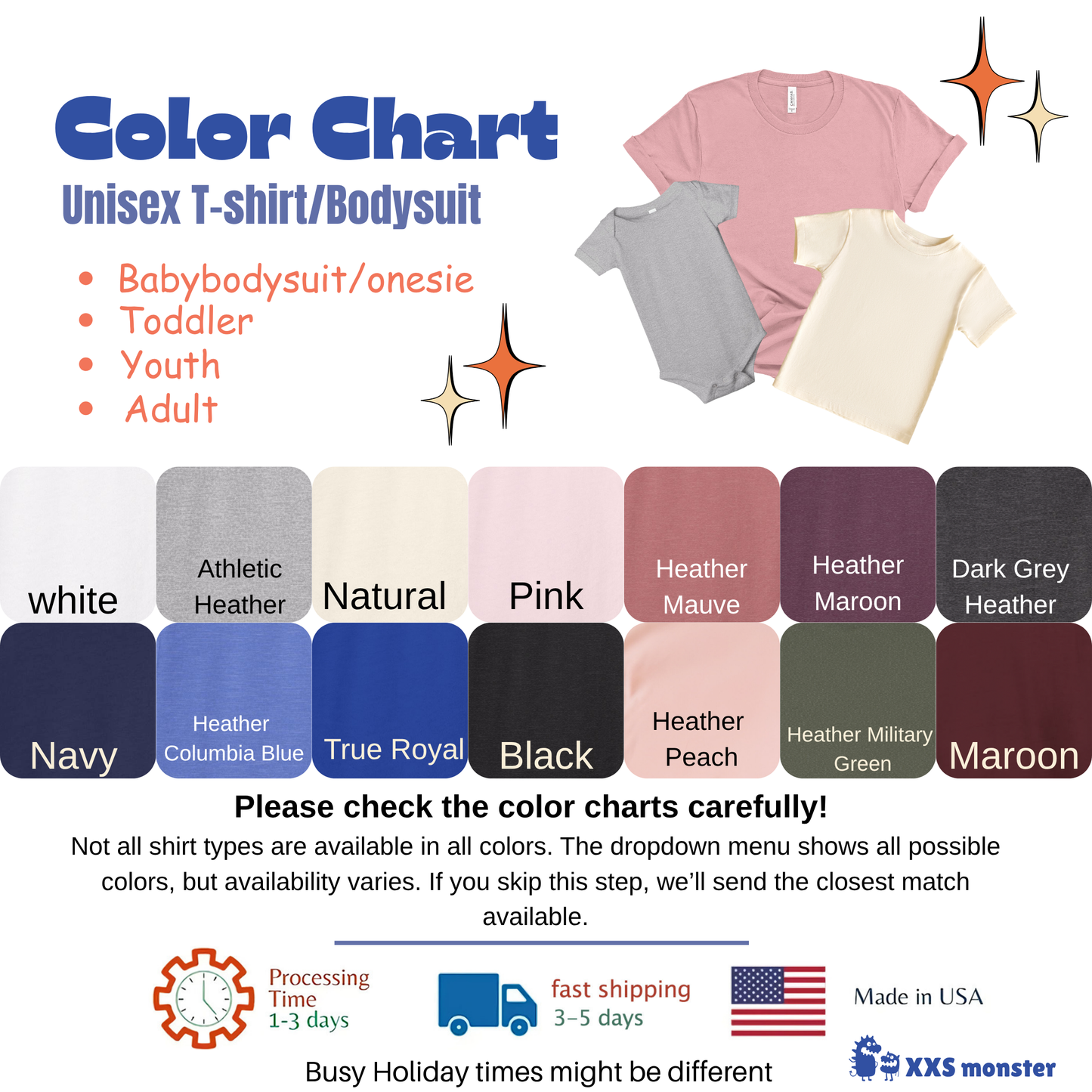 the color chart for a t - shirt with different colors