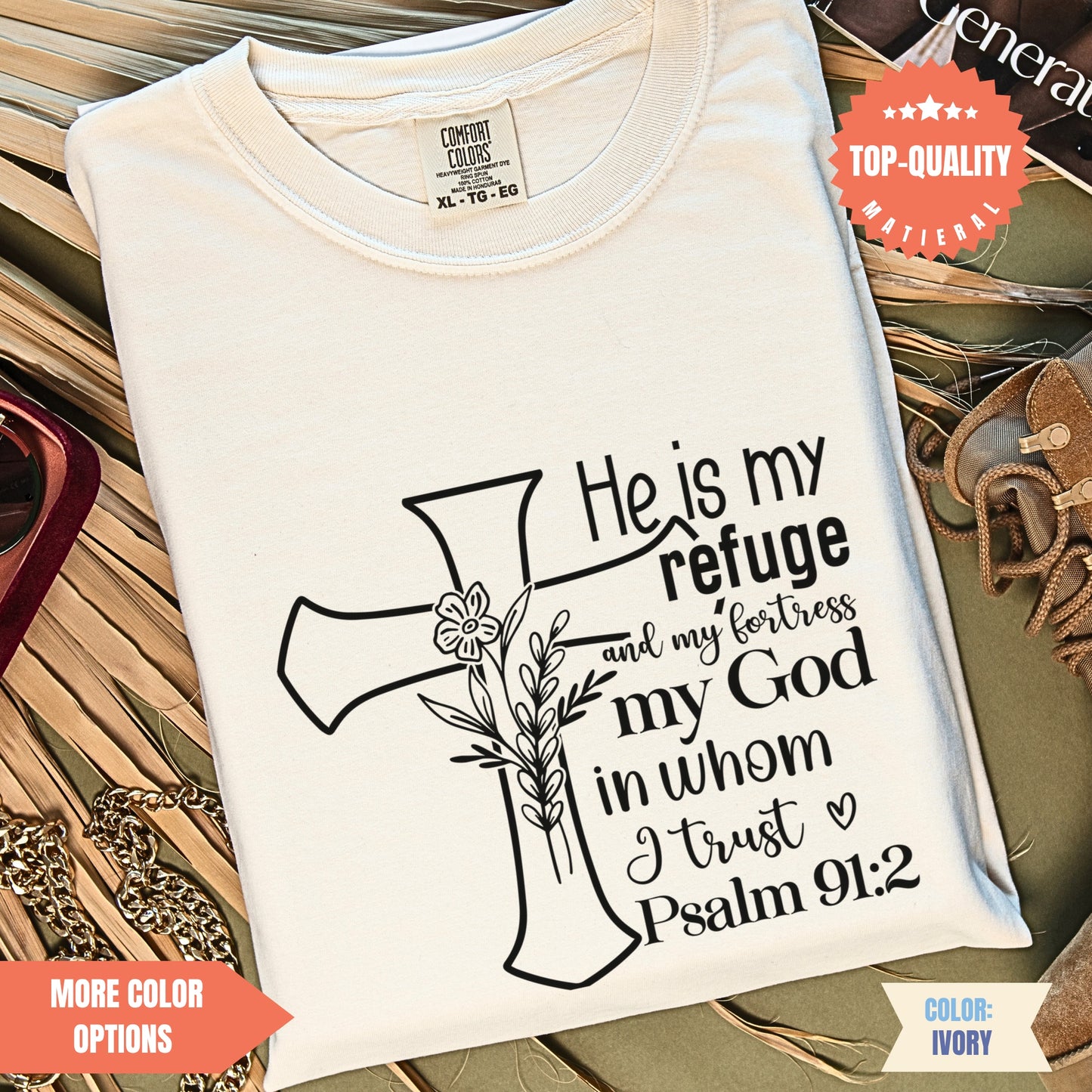 a white t - shirt with a cross on it