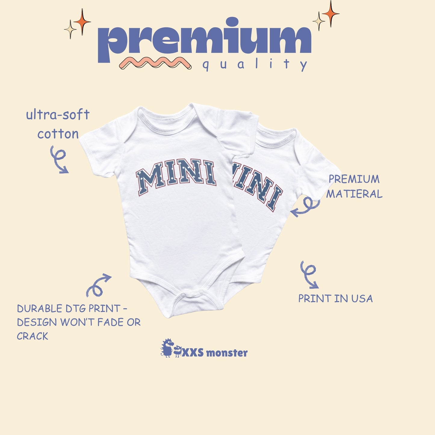 a picture of a baby's bodysuit labeled in the words
