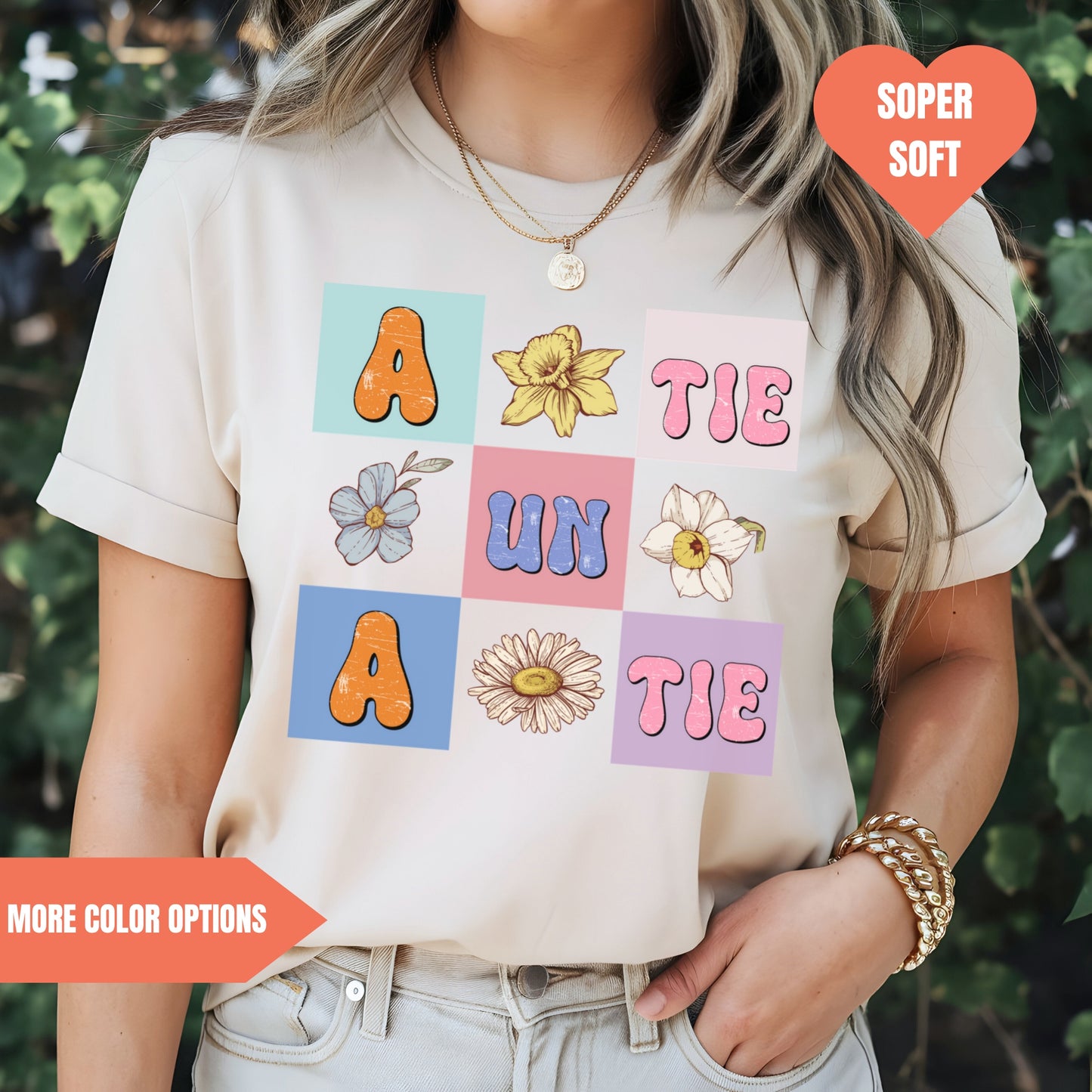 a woman wearing a t - shirt that says the sun tie