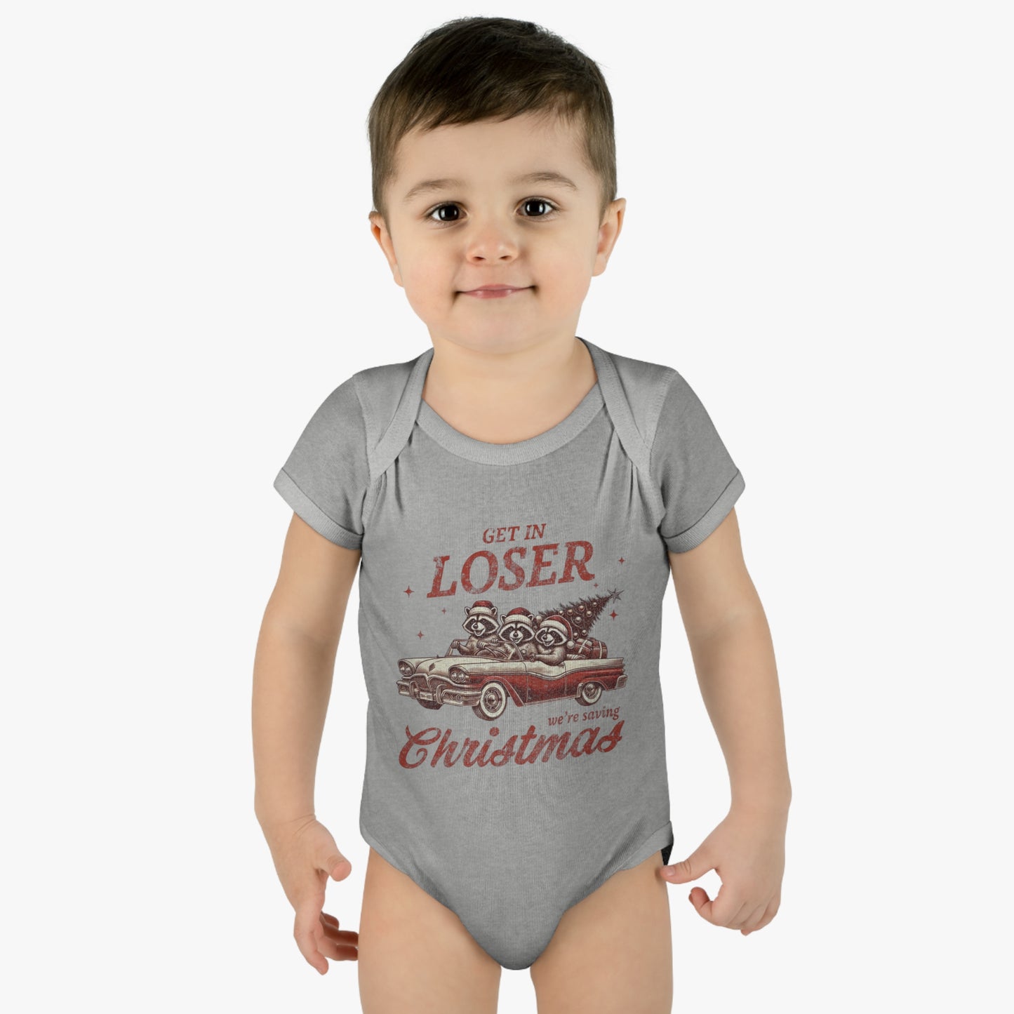 Baby Bodysuit Merry Christmas Infant Rib Jumpsuit Get In Loser