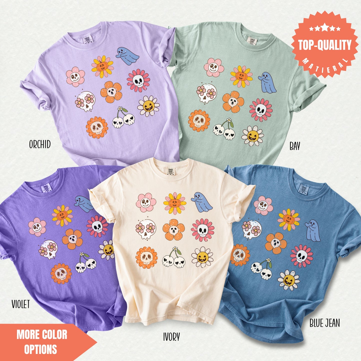 a group of t - shirts with different designs on them