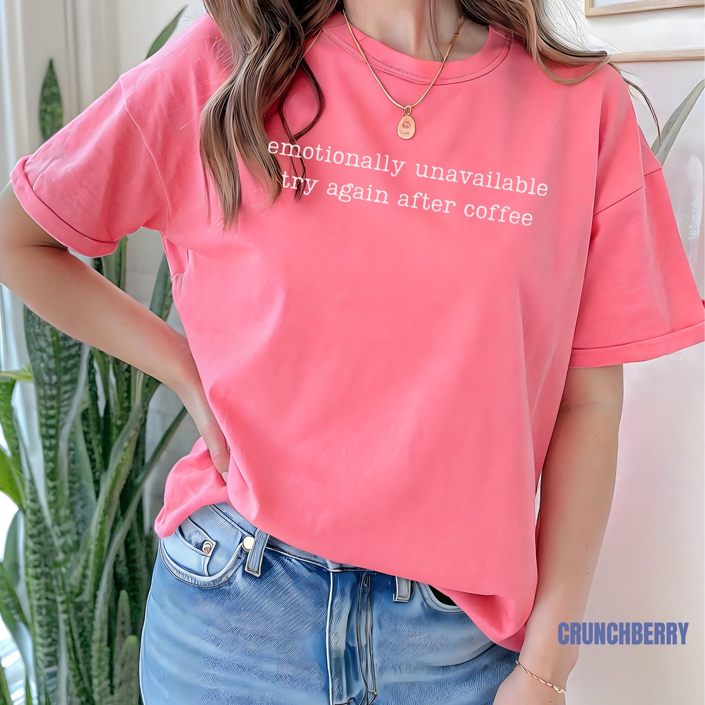 Emotionally Unavailable Try Again After Coffee Comfort ColorsĀ® T-Shirt M