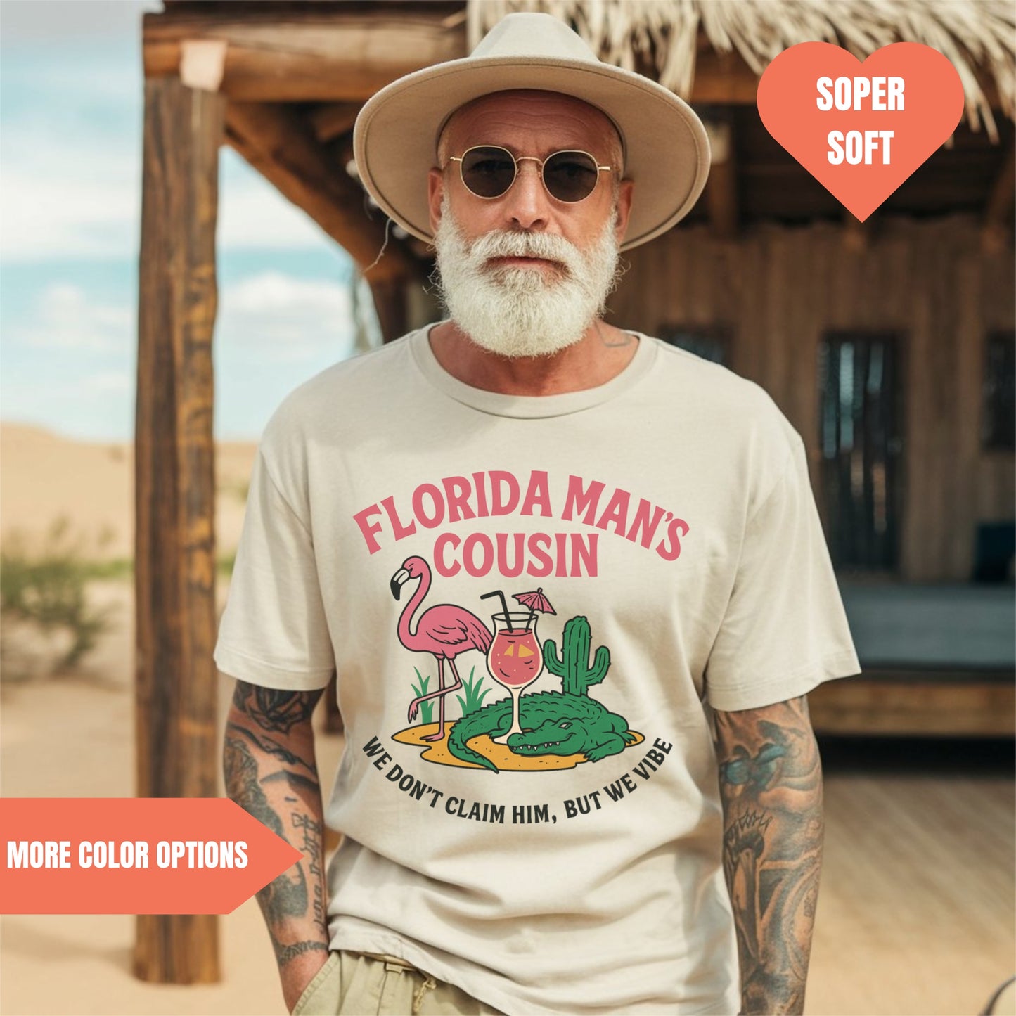 Florida Man's Cousin Shirt Funny Flamingo Gator Tee