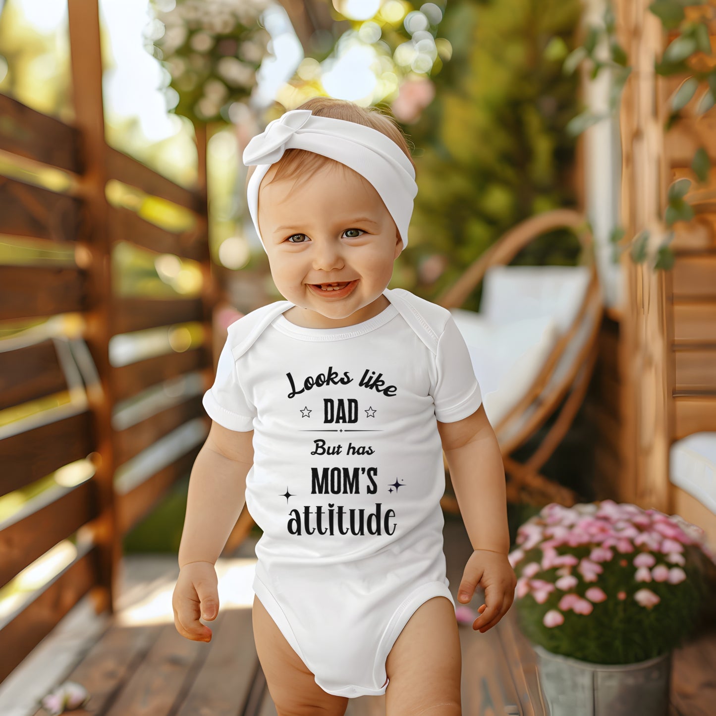 Looks Like Dad But Has Mom's Attitude Baby Bodysuit