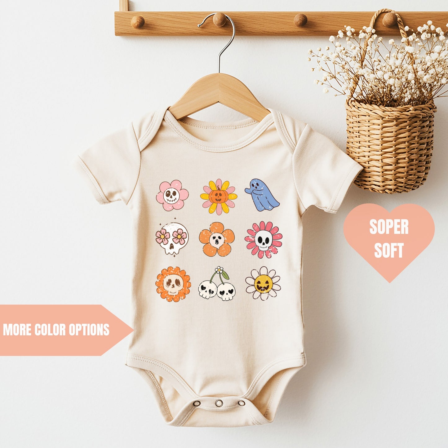 Groovy GhostHalloween Baby Bodysuit