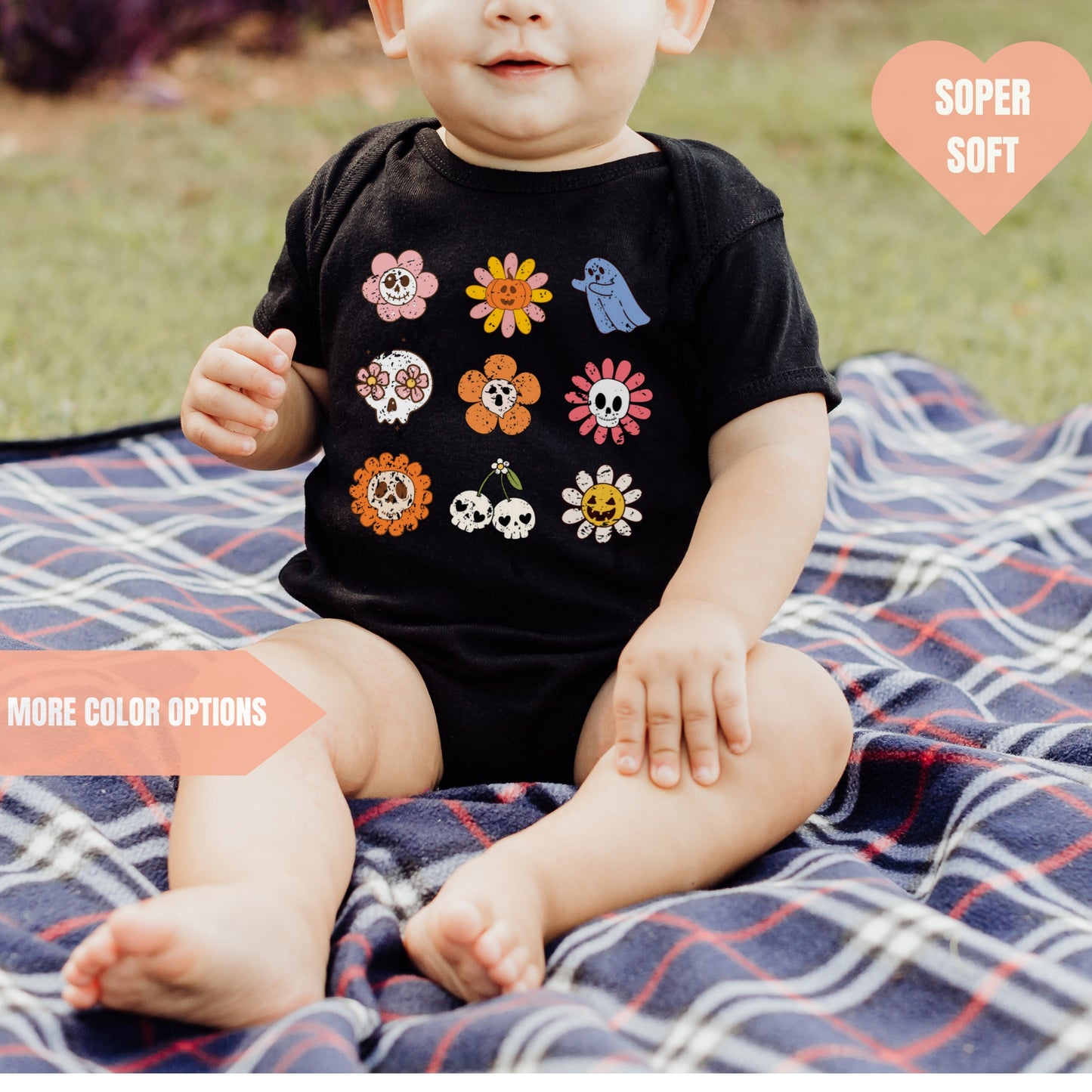 Groovy GhostHalloween Baby Bodysuit