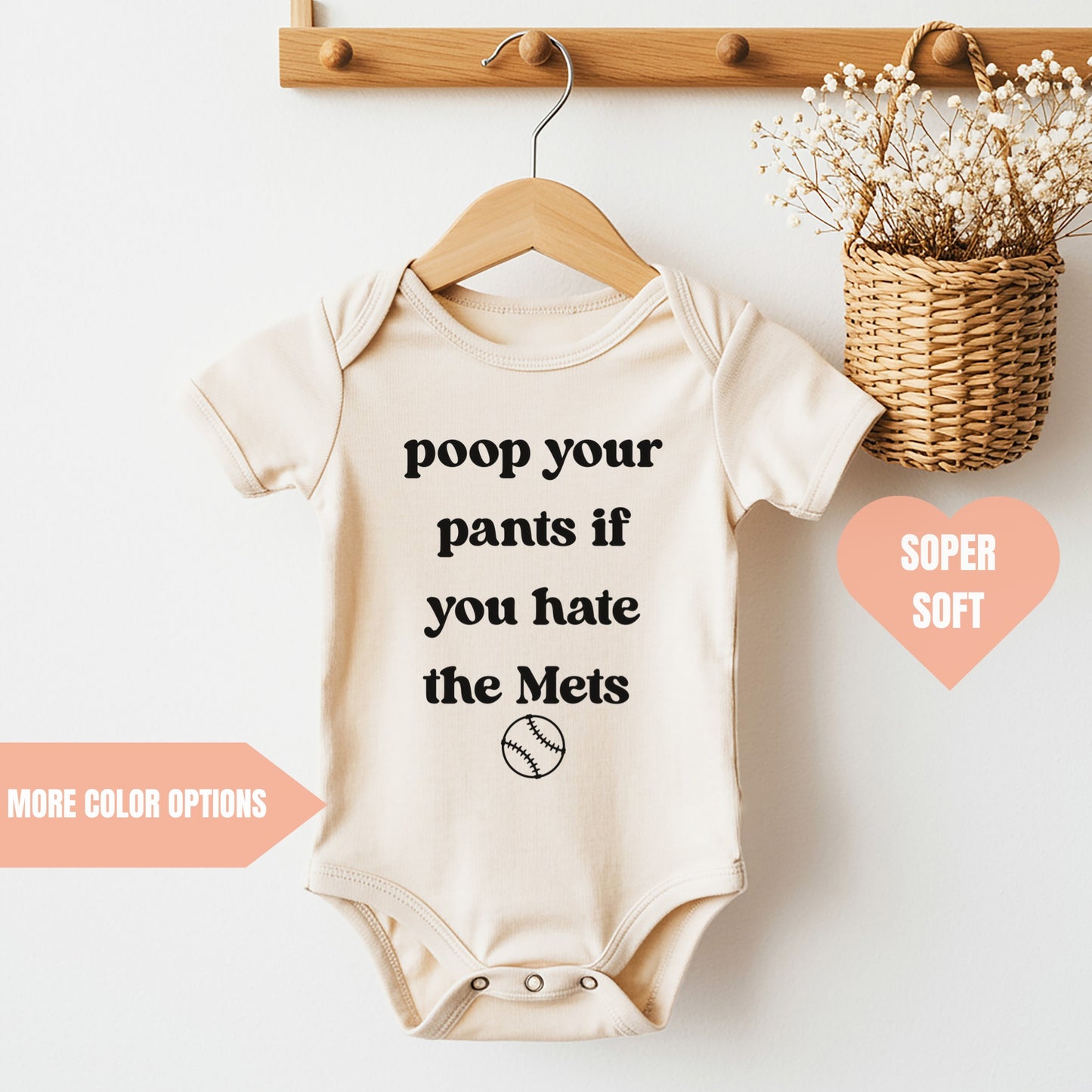 Poop Your Pants If You Hate the Mets Baby Bodysuit Baseball Game Day Outfit