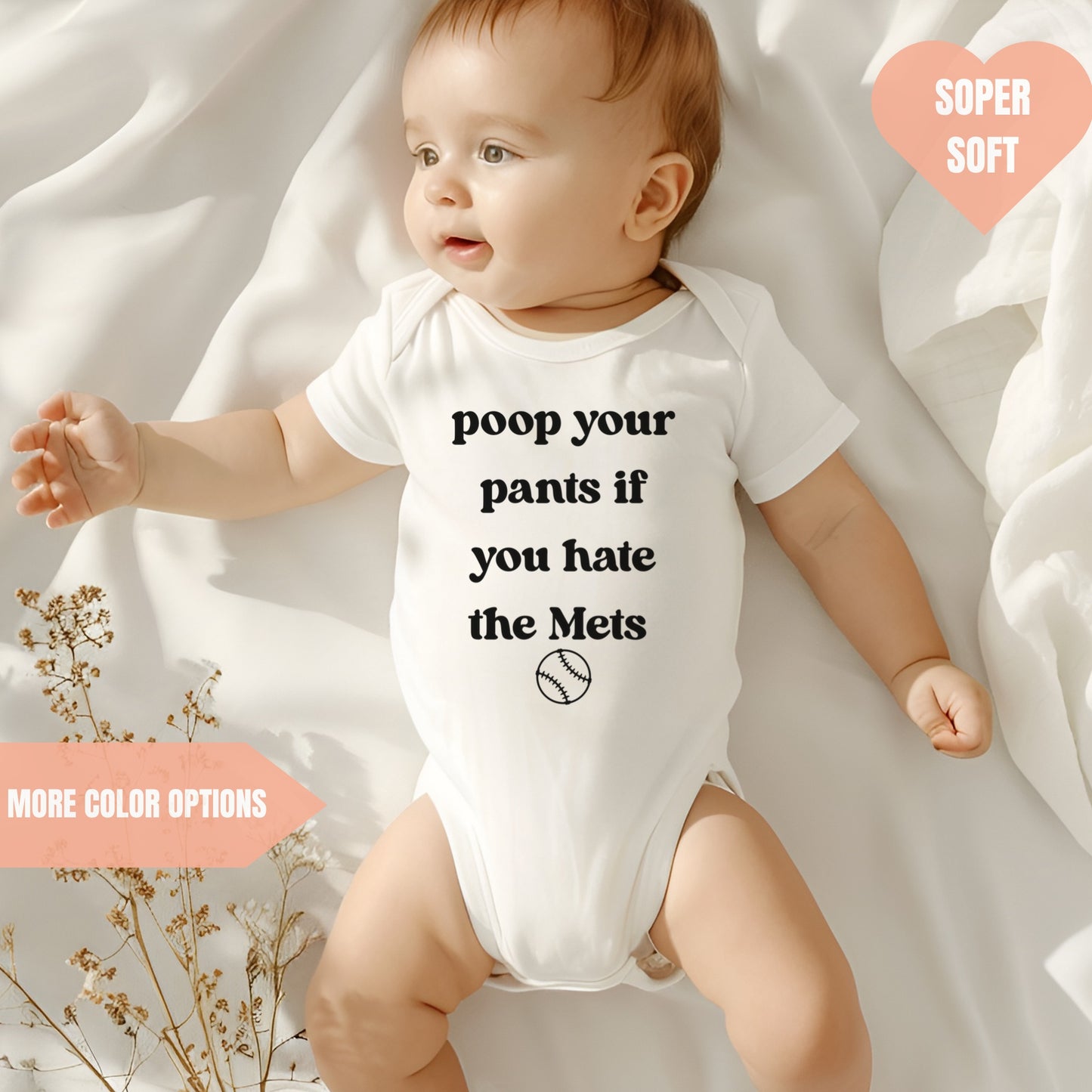Poop Your Pants If You Hate the Mets Baby Bodysuit Baseball Game Day Outfit