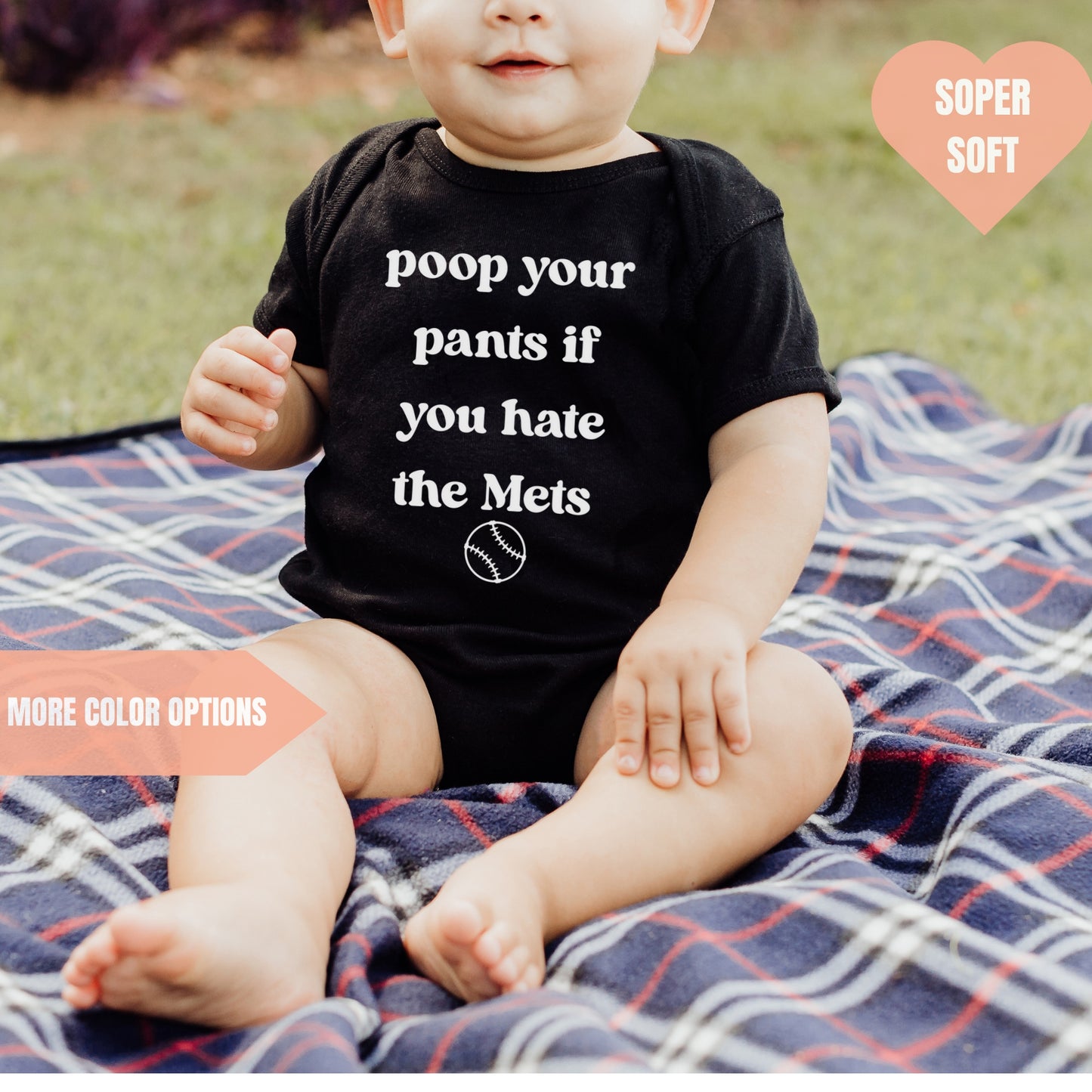 Poop Your Pants If You Hate the Mets Baby Bodysuit Baseball Game Day Outfit