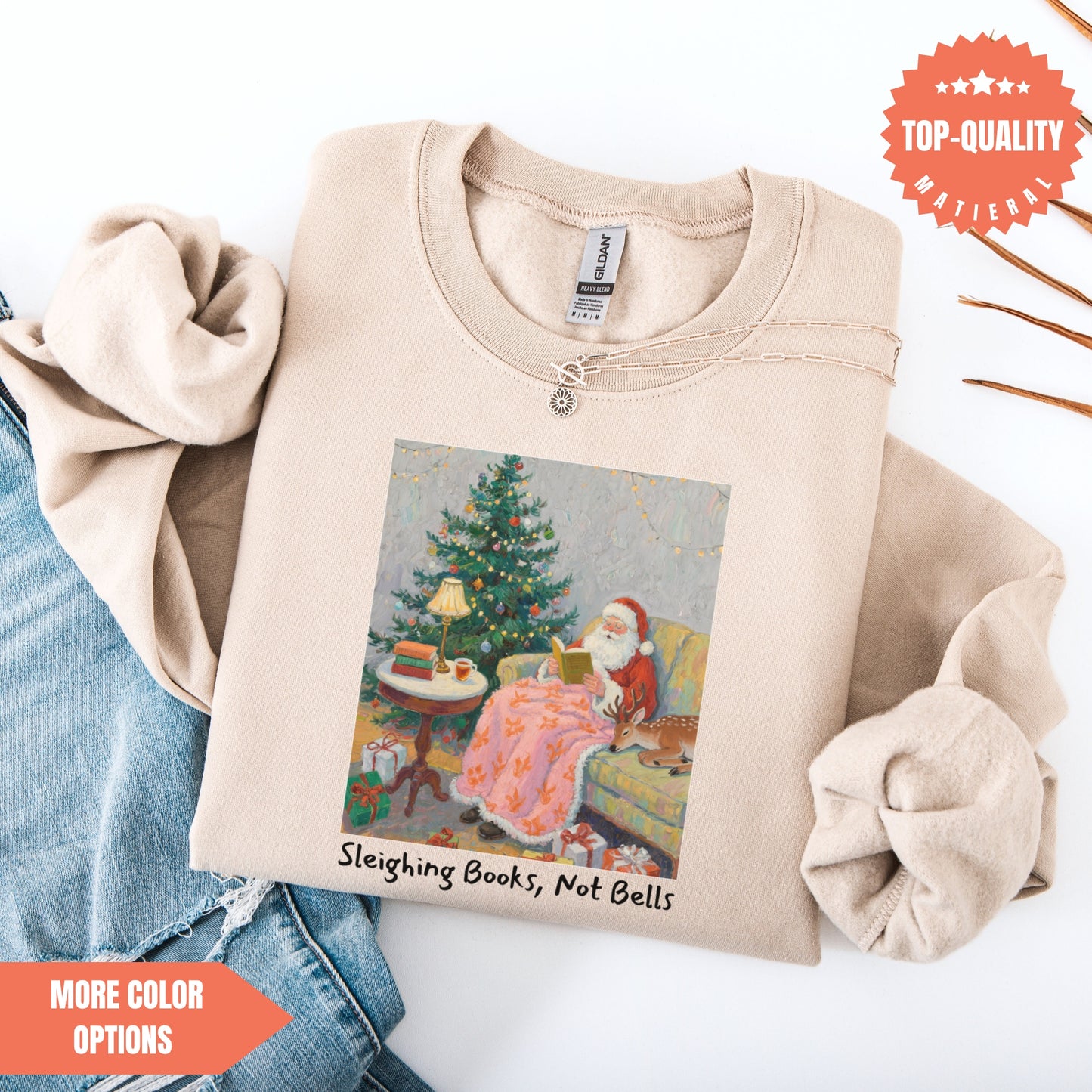 Christmas Sweatshirt Sleighing Books, Not Bells