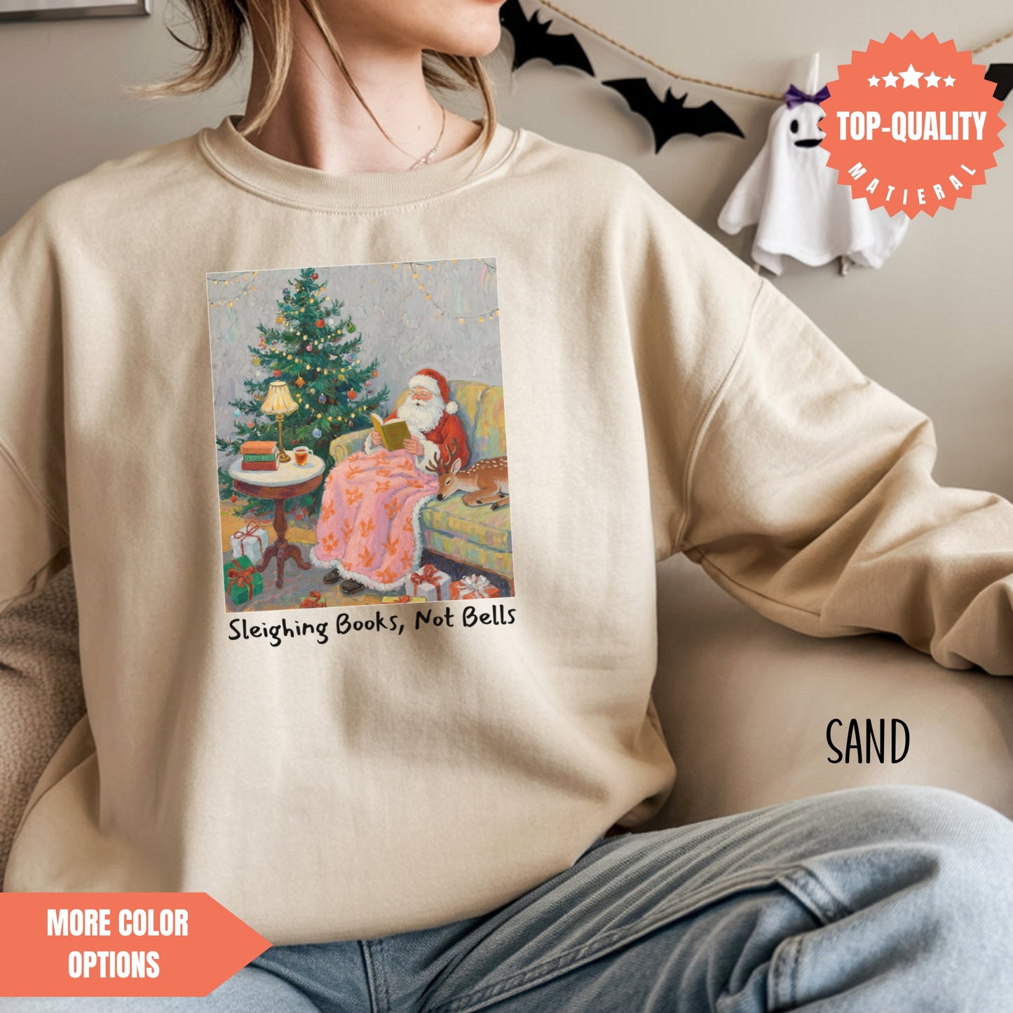 Christmas Sweatshirt Sleighing Books, Not Bells