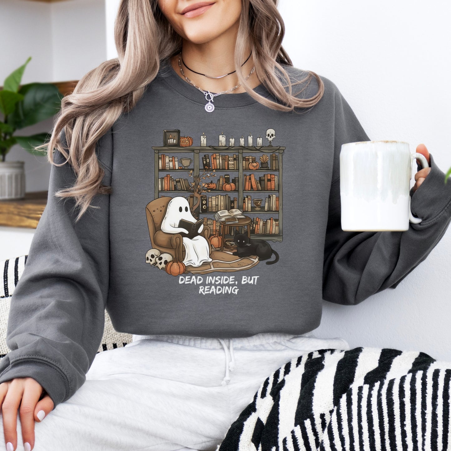 Dead Inside, But Reading Halloweem Sweatshirt