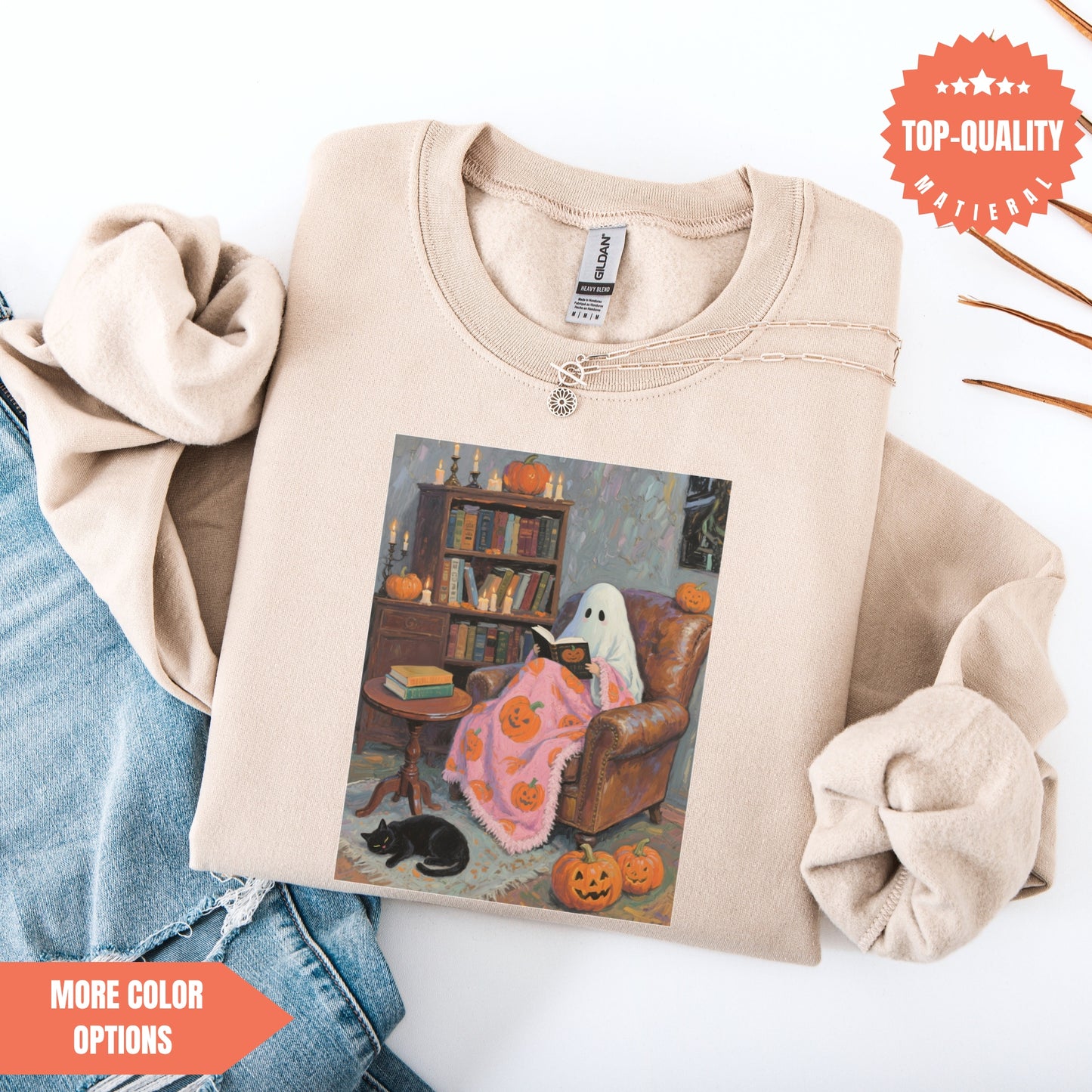 Retro Halloween Book Lover Sweatshirt Just One More Chapter (Before I Haunt You)