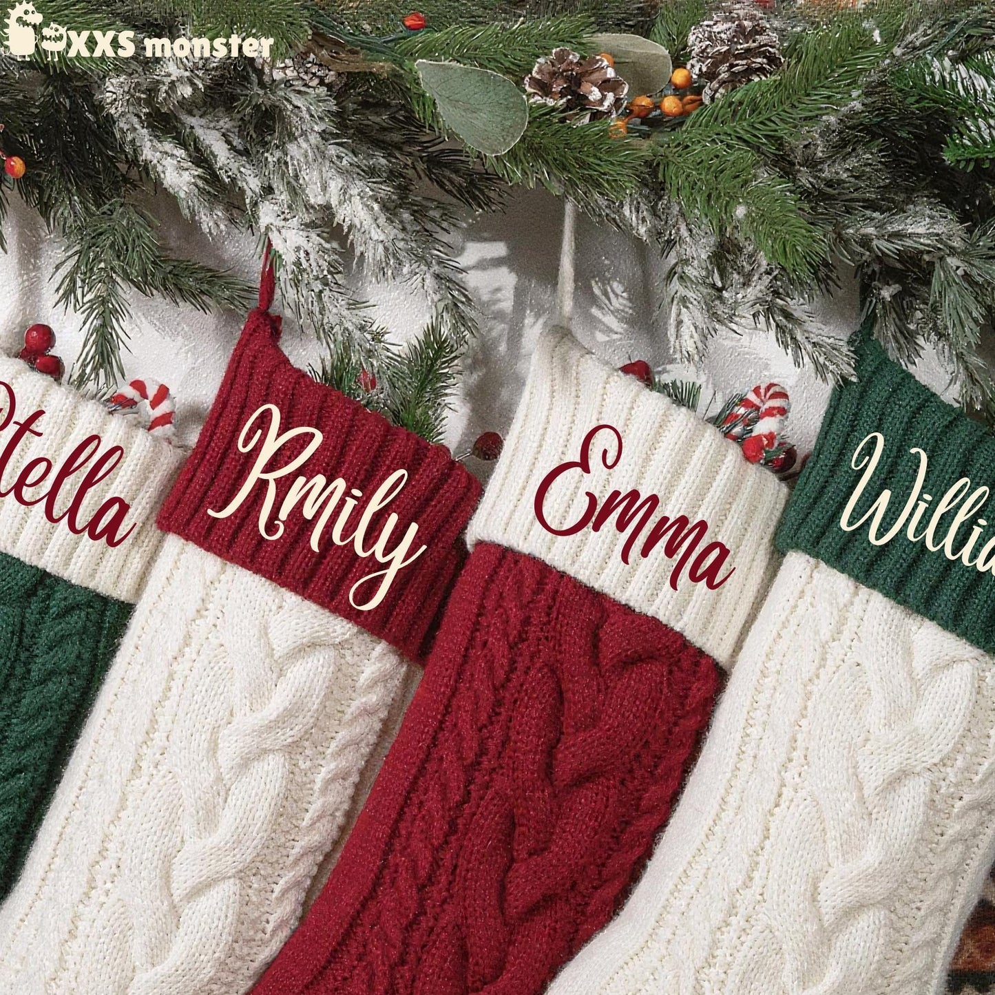 Custom Name Embroidered Christmas Knitted Stockings