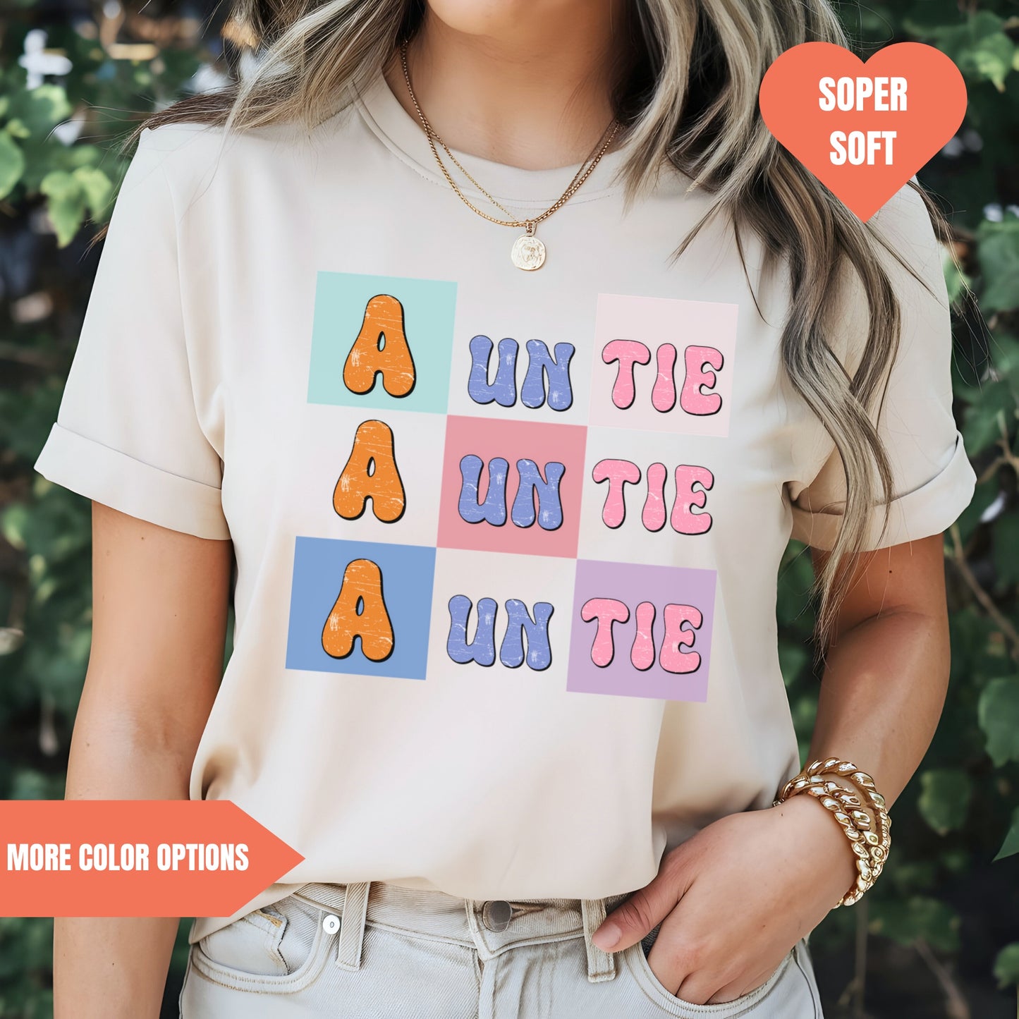 a woman wearing a t - shirt with the words fun in the sun on it