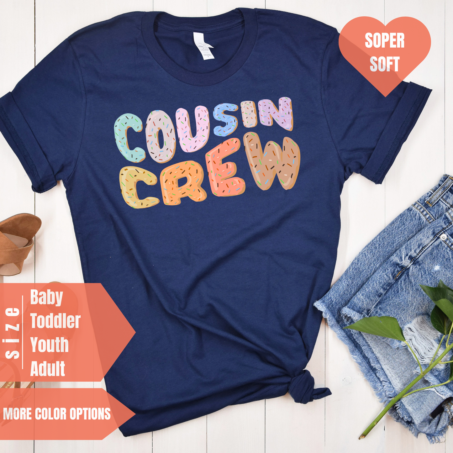 a t - shirt with the words cousin crew on it