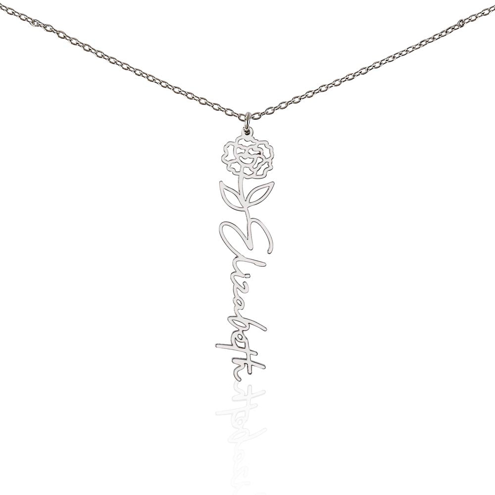 Birth Month Flower Custom Name Necklace