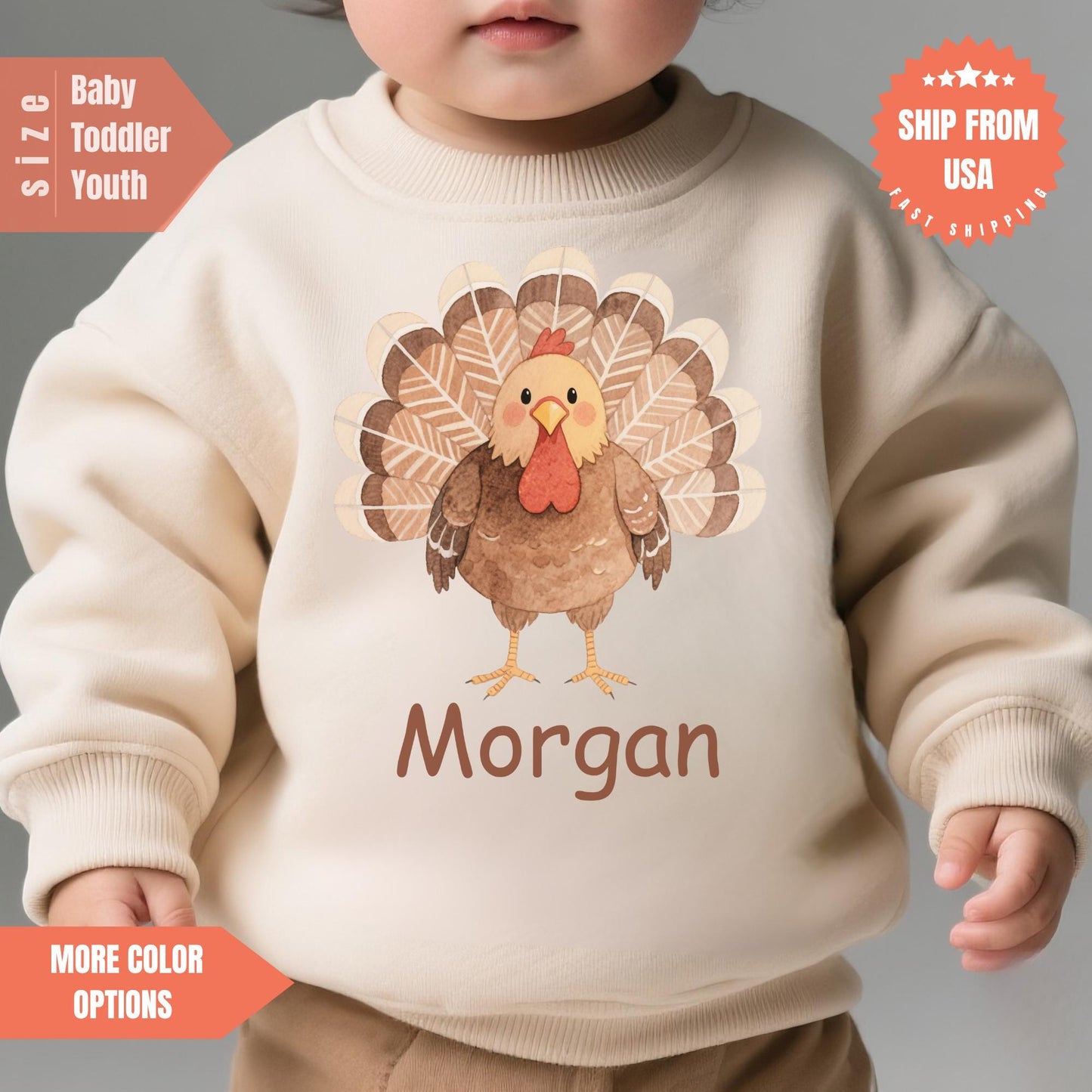 Custom Name Thanksgiving Toddler Sweatshirt