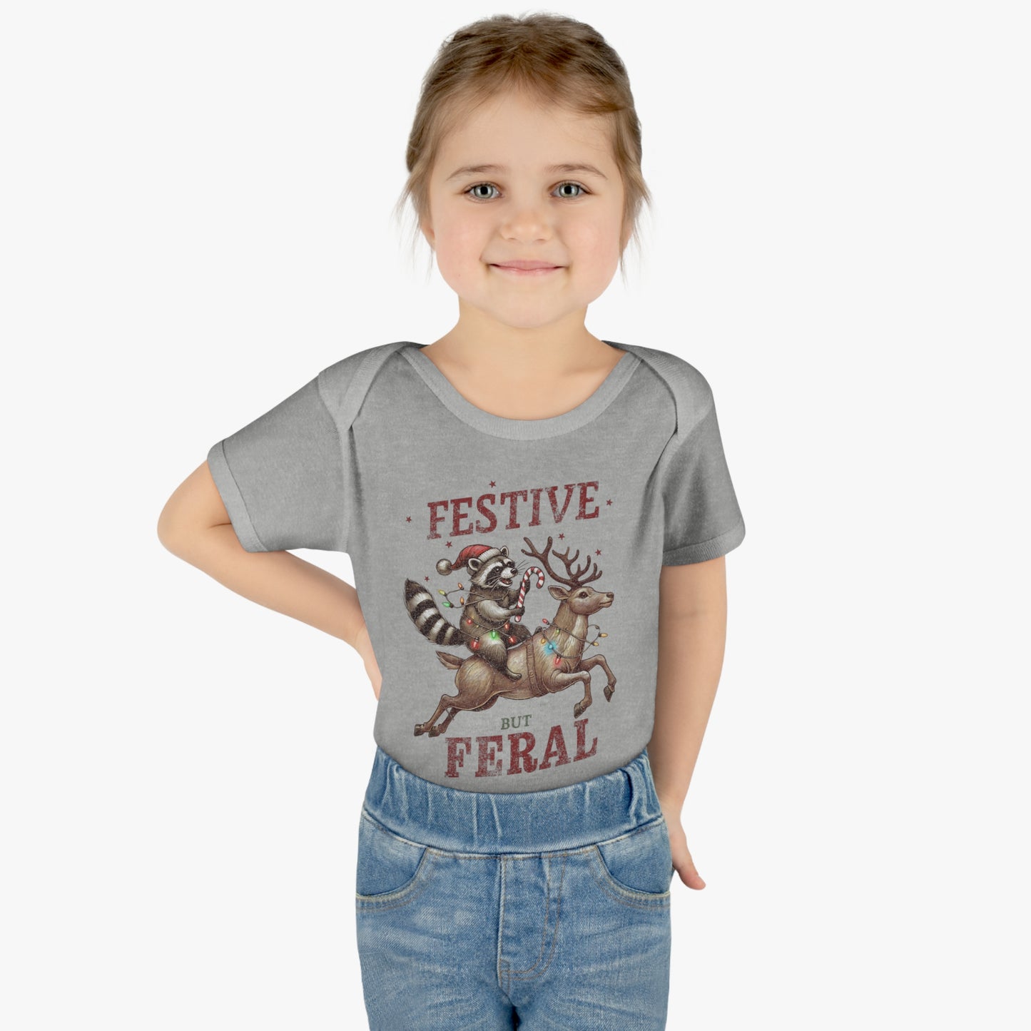 Baby Bodysuit Merry Christmas Infant Rib Jumpsuit Festive But Feral