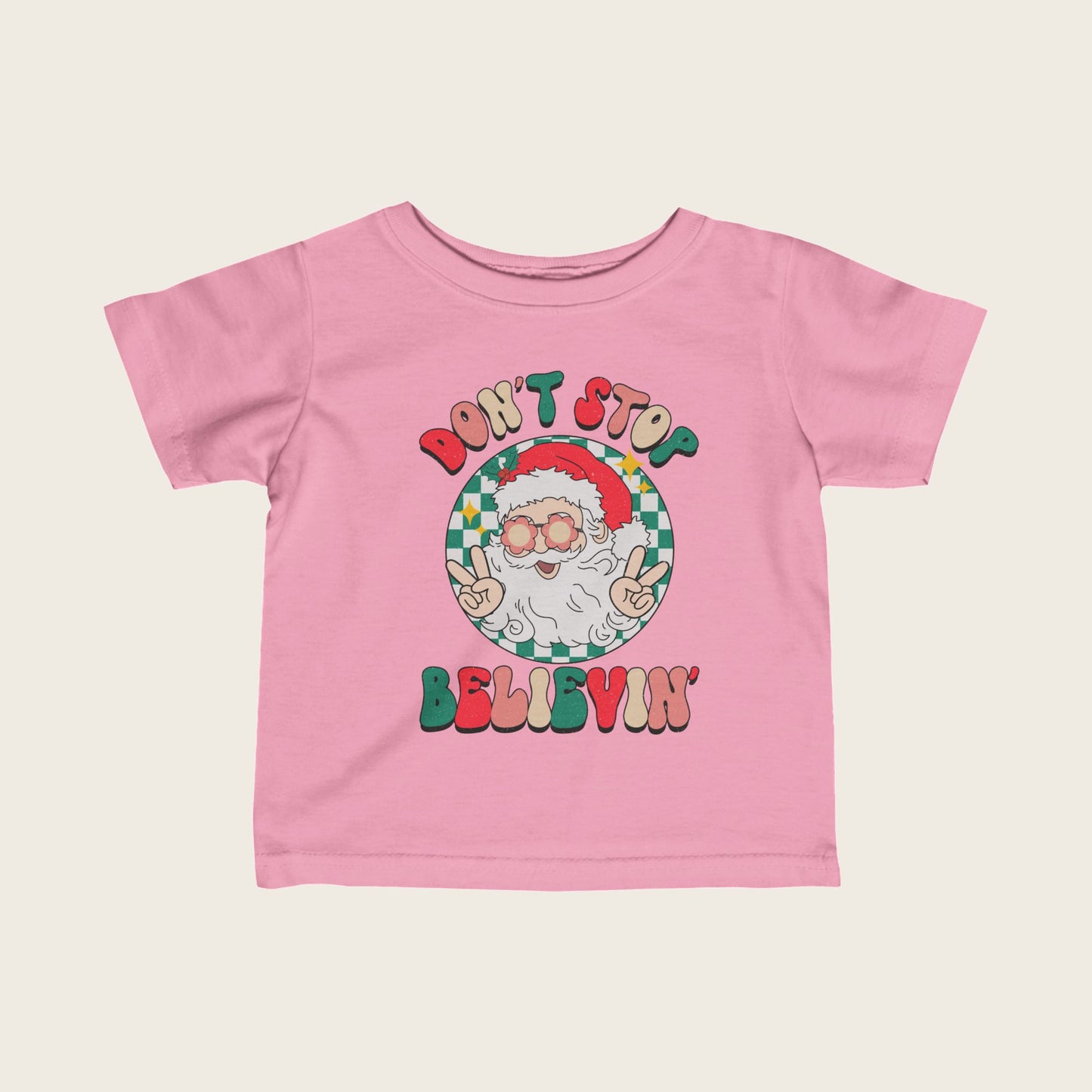 Infant Tee - Colorful Happy Santa Design