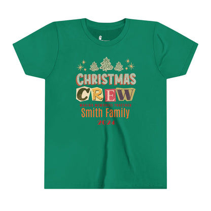 Christmas Youth Tee - Personalized Family Name Christmas Crew T-shirt