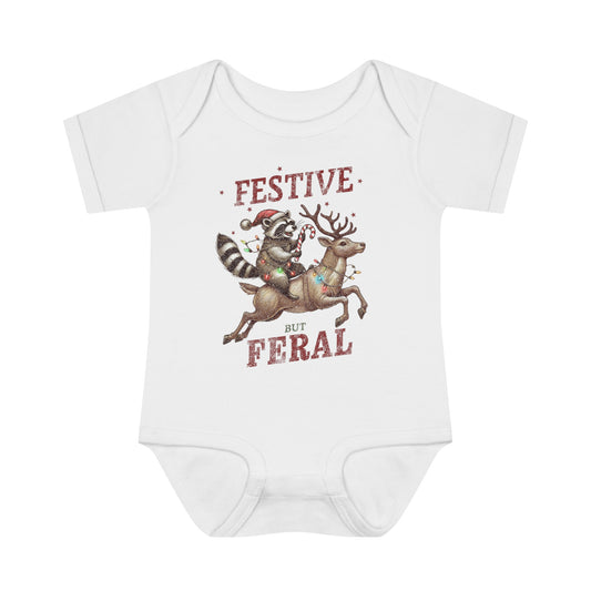 Baby Bodysuit Merry Christmas Infant Rib Jumpsuit Festive But Feral