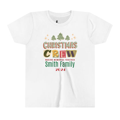 Christmas Youth Tee - Personalized Family Name Christmas Crew T-shirt