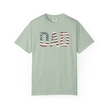 Dad 4th of July Shirt Comfort Colors®  Independence Day Patriotic Mom Dad Gift Exhausted but Free USA Humor Shirt