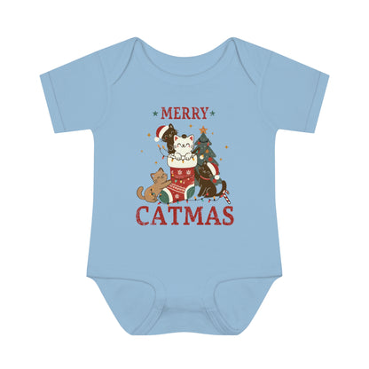 Baby Bodysuit Merry Christmas Infant Rib Jumpsuit Catmas