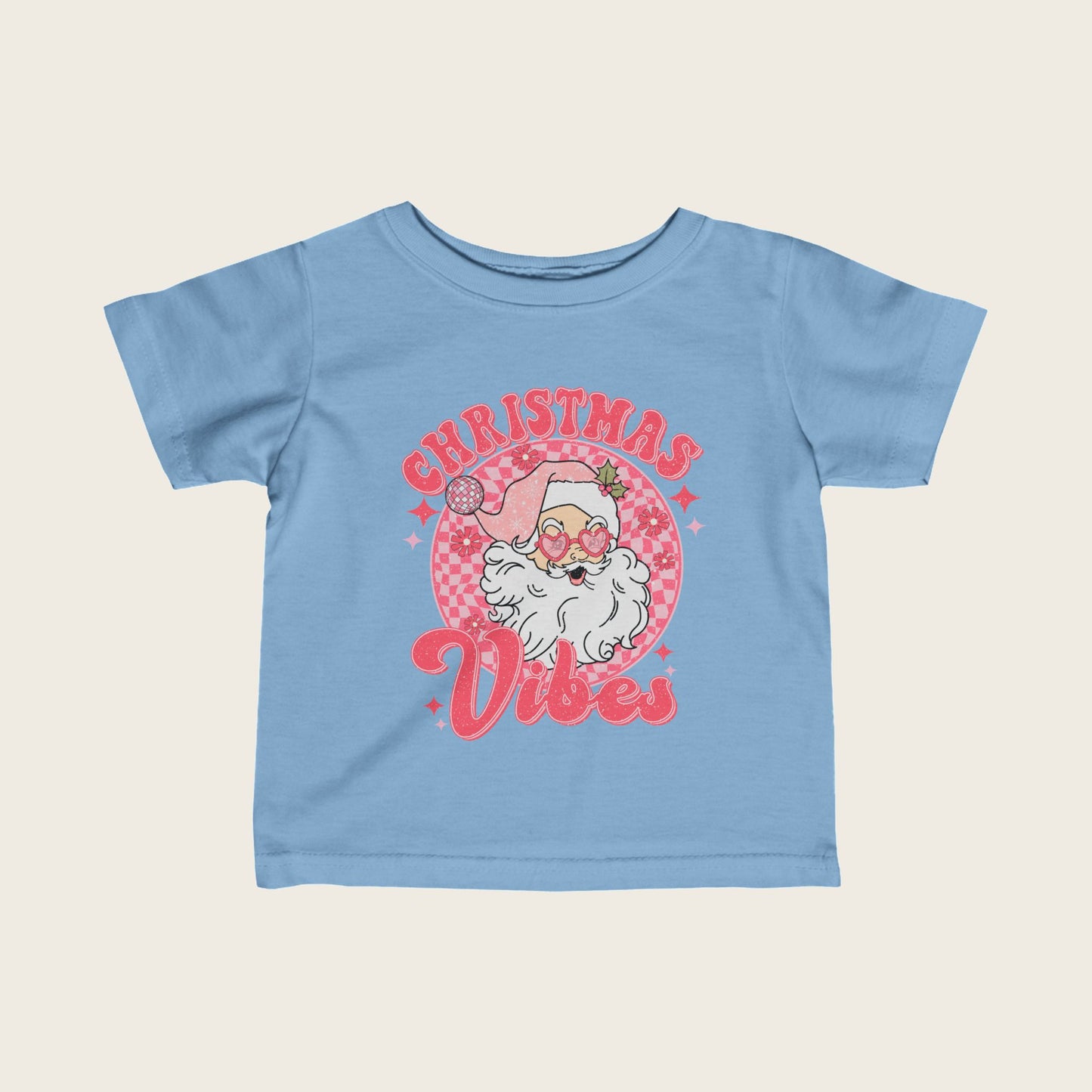 Infant Tee Christmas Vibes Pink Santa