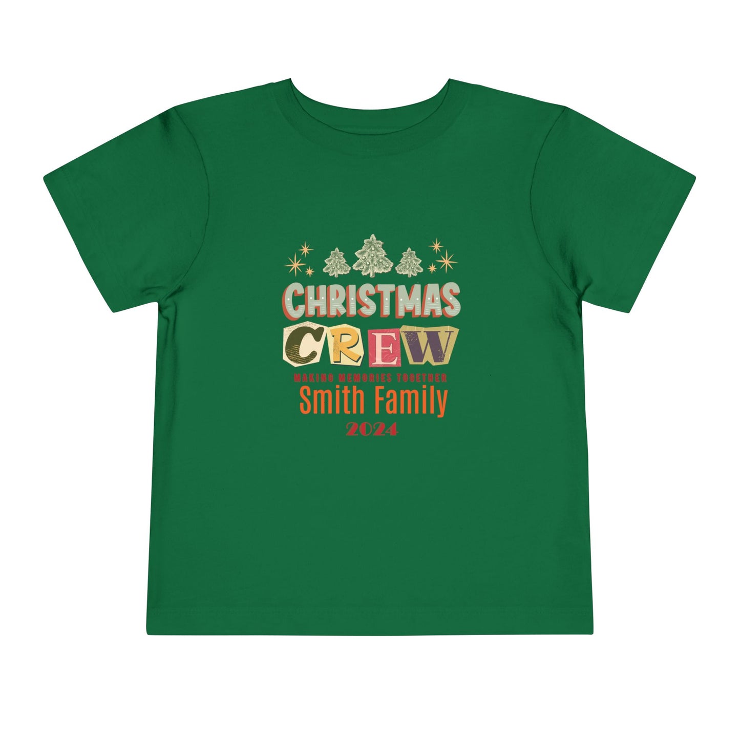 Personalized Toddler Tee -  Family Name Short Sleeve T-Shirt Christmas Crew