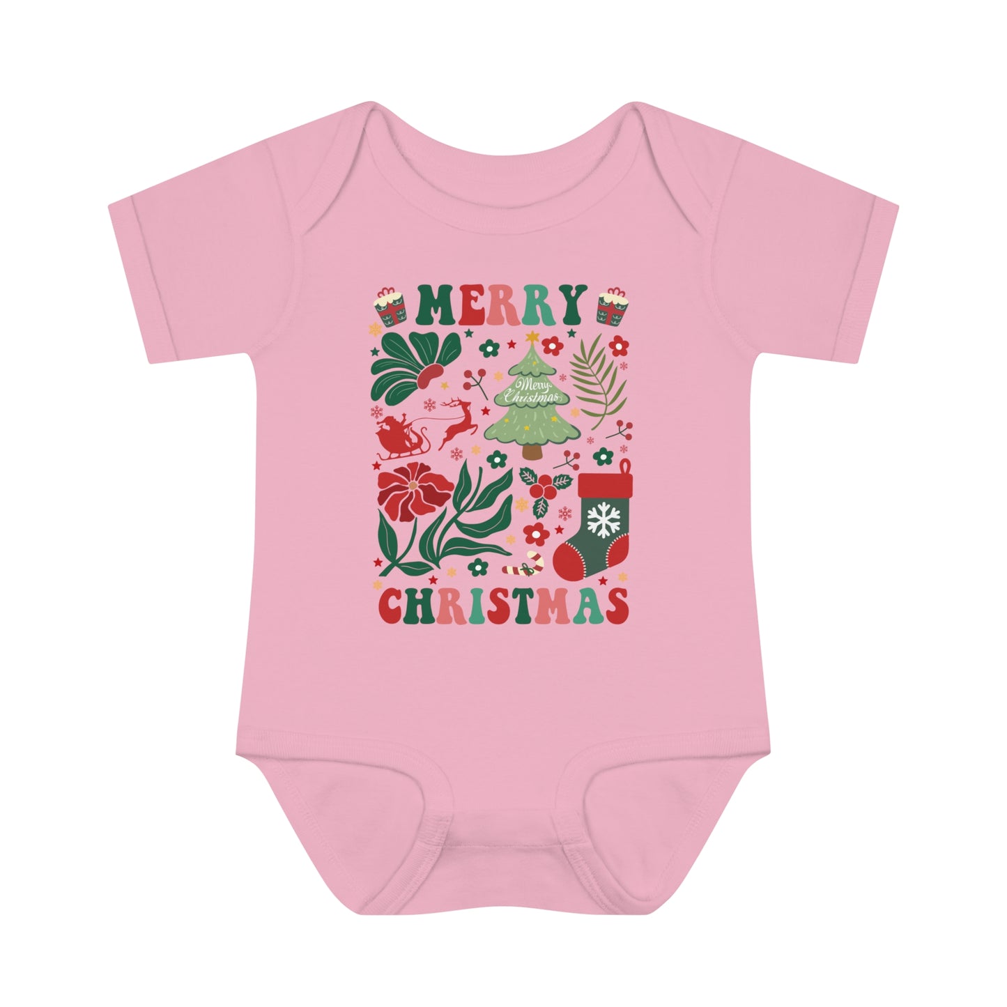 Baby Bodysuit Merry Christmas Infant Rib Jumpsuit