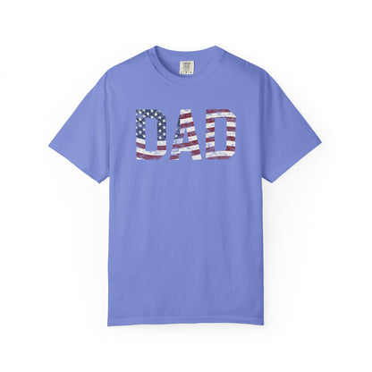 Dad 4th of July Shirt Comfort Colors®  Independence Day Patriotic Mom Dad Gift Exhausted but Free USA Humor Shirt