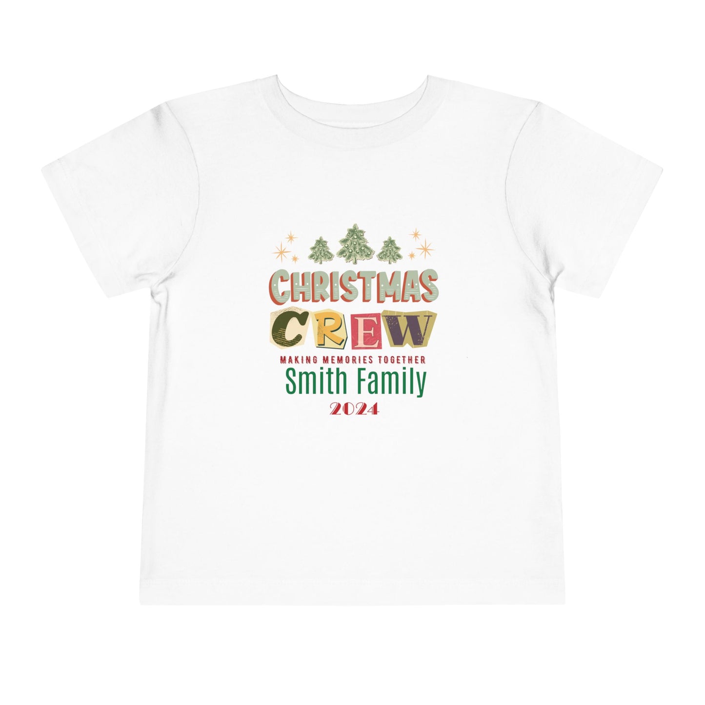 Personalized Toddler Tee -  Family Name Short Sleeve T-Shirt Christmas Crew