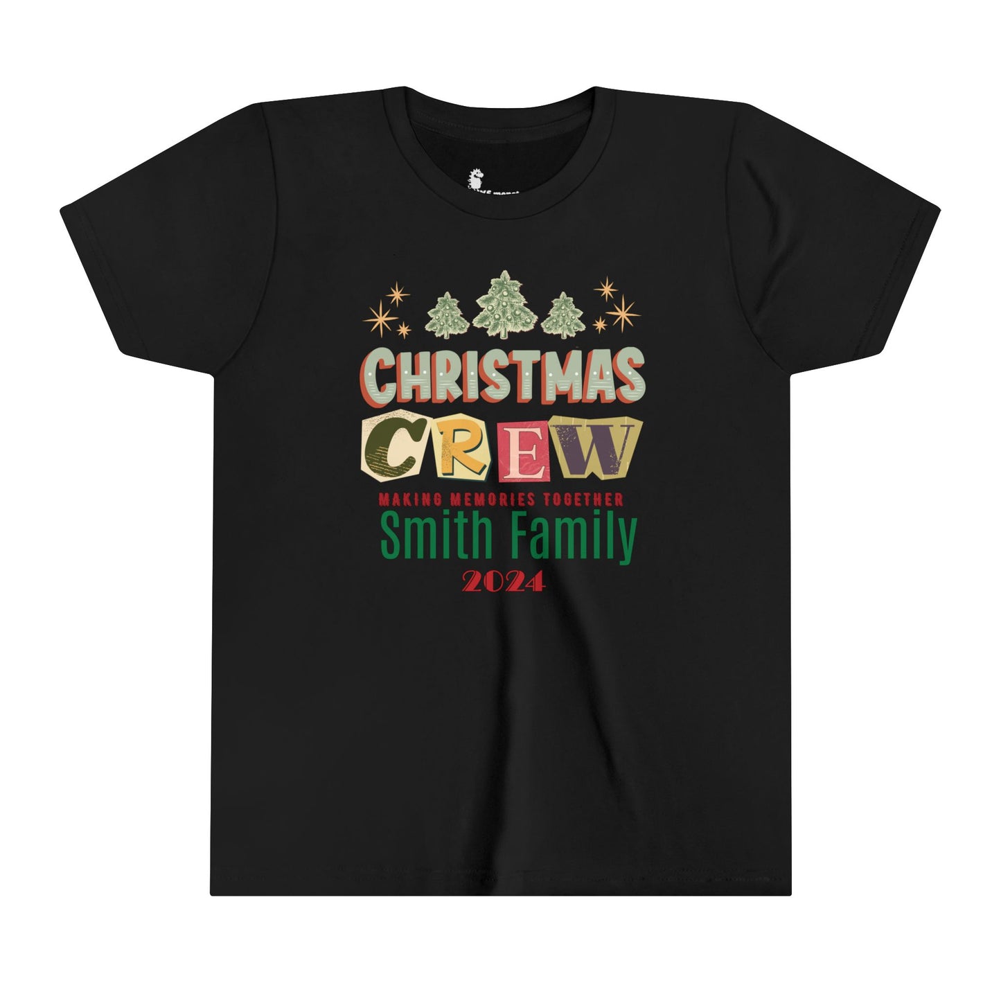 Christmas Youth Tee - Personalized Family Name Christmas Crew T-shirt