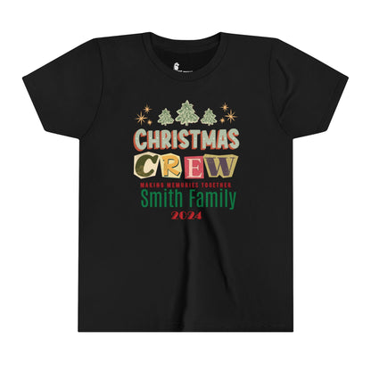 Christmas Youth Tee - Personalized Family Name Christmas Crew T-shirt