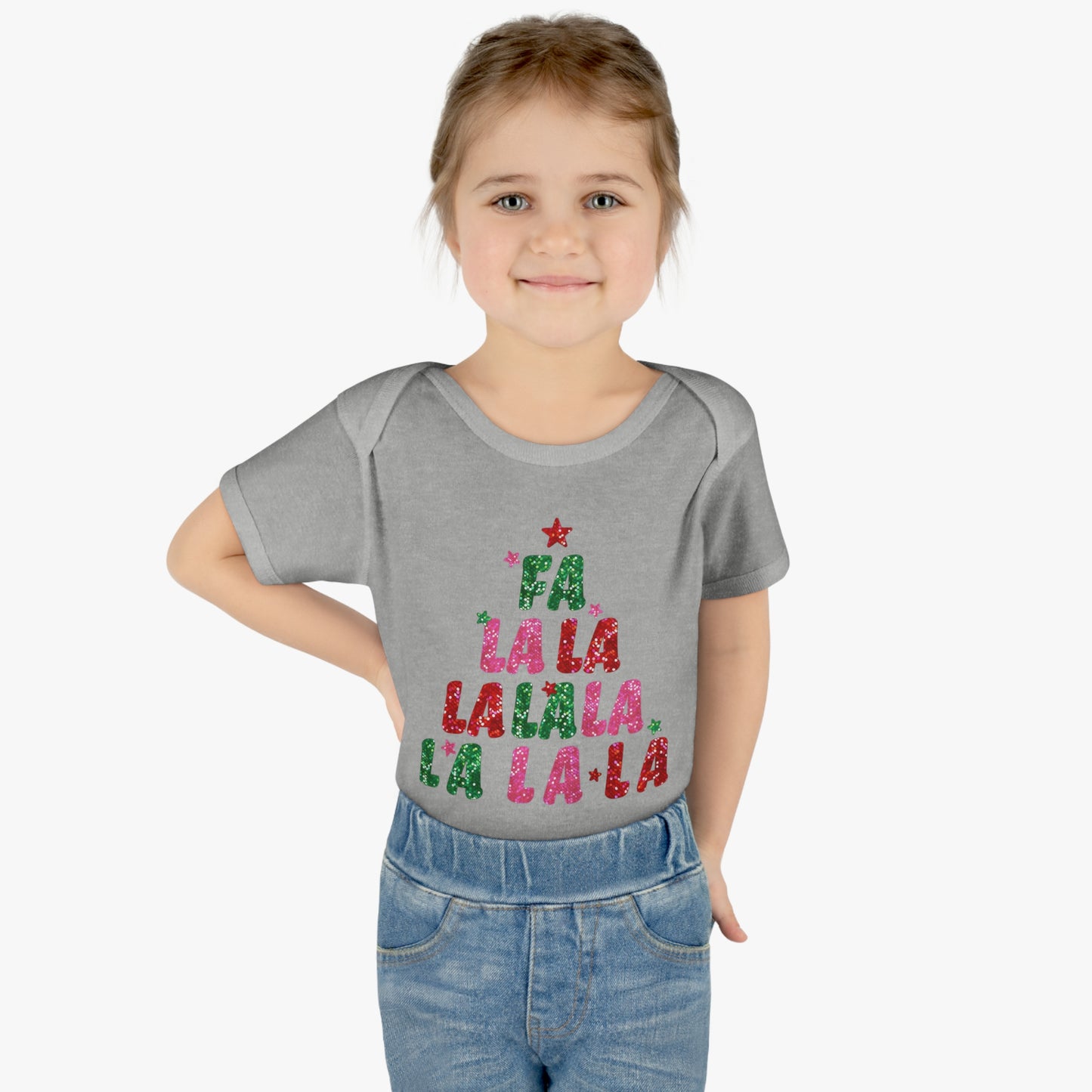 Baby Bodysuit Merry Christmas Infant Rib Jumpsuit Fa La La