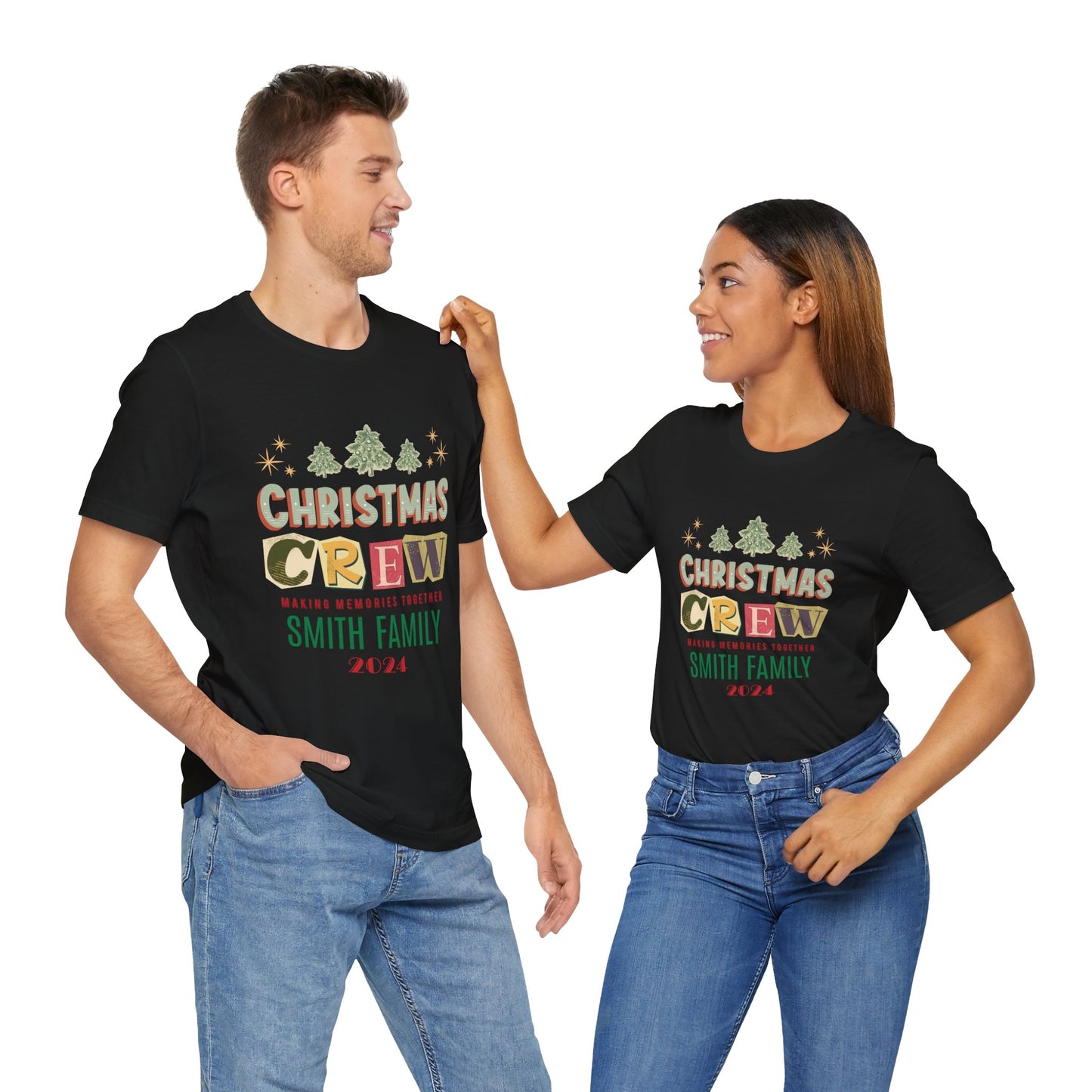 Personalized Christmas Family Tee Shirt Christmas Crew Family Tshirt 2024 (Adult)