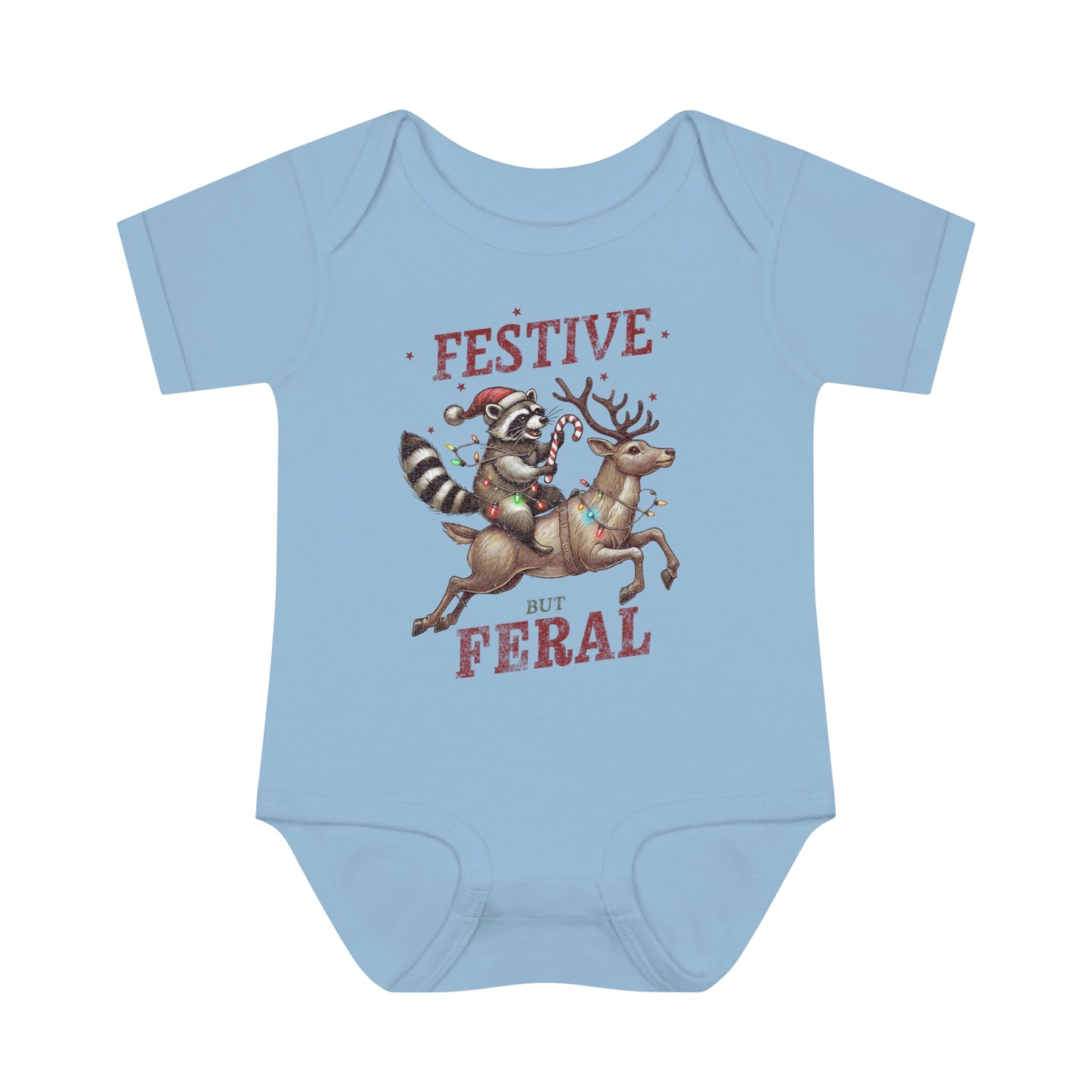 Baby Bodysuit Merry Christmas Infant Rib Jumpsuit Festive But Feral