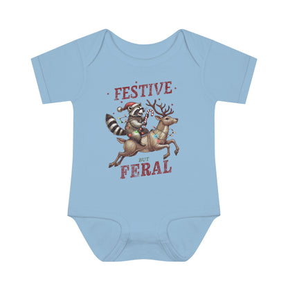 Baby Bodysuit Merry Christmas Infant Rib Jumpsuit Festive But Feral