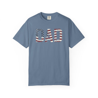 Dad 4th of July Shirt Comfort Colors®  Independence Day Patriotic Mom Dad Gift Exhausted but Free USA Humor Shirt