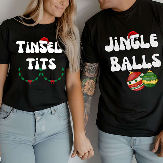 Christmas Couple Funny T-Shirt Jingle Balls