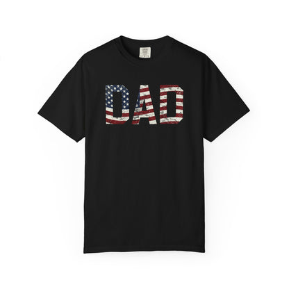 Dad 4th of July Shirt Comfort Colors®  Independence Day Patriotic Mom Dad Gift Exhausted but Free USA Humor Shirt