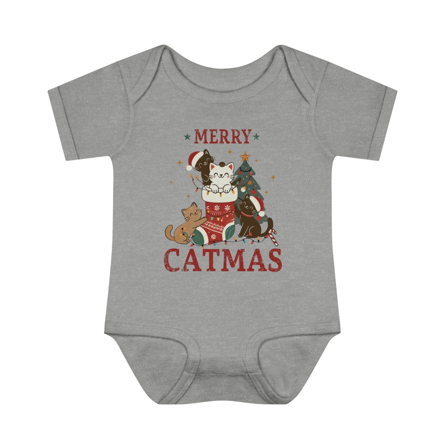 Baby Bodysuit Merry Christmas Infant Rib Jumpsuit Catmas