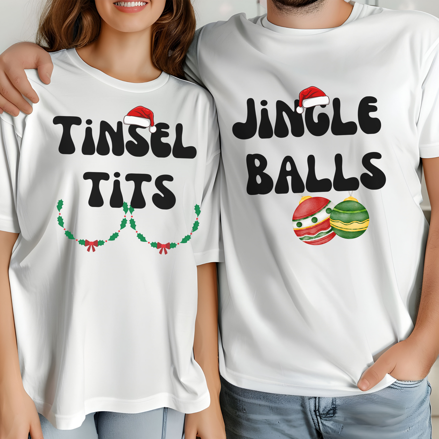 Christmas Couple Funny T-Shirt Jingle Balls