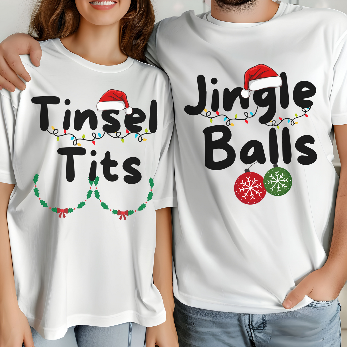 Christmas Couple Funny T-Shirt Jingle Balls XXS02