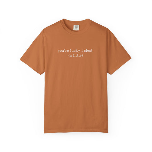You're Lucky I Slept (a little) Funny Parenting Tee Comfort Colors® T-Shirt Meme Shirt Humor Birthday Gift For Mama Dad