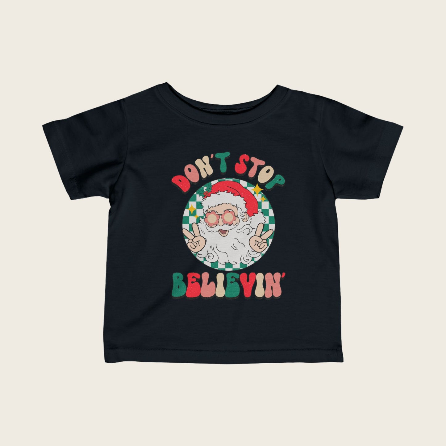 Infant Tee - Colorful Happy Santa Design